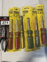 Assorted Set Of Stanley Nut Drivers And Tekton 6" Long Nose Pliers
