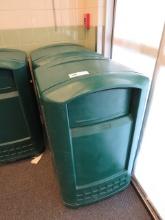 GREEN RUBBERMAID TRASH CANS