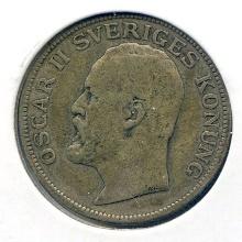 Sweden 1907 silver 1 krona about VF
