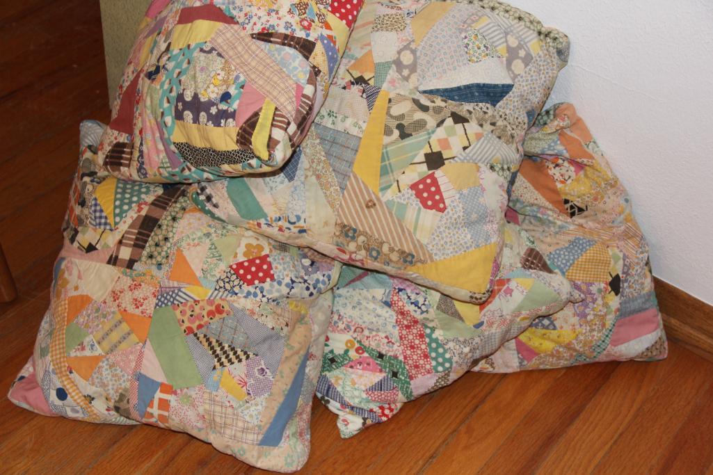 Two Handmade Quilted Blankets and 6 Pillows