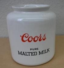 Coors Pure Malted Milk Thermos Porcelain Canister / Jar