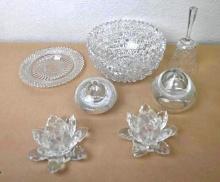 Seven Pieces of Assorted Clear Glass