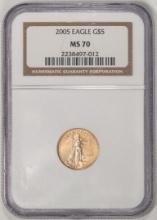 2005 $5 American Gold Eagle Coin NGC MS70