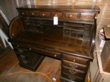 Antique, Walnut Colored Roll-Top Desk (Upstairs)