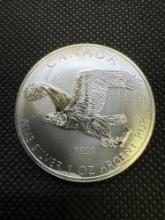 2014 Canadian Hawk 1 Troy Ounce 9999 Fine Silver $5 Bullion Coin