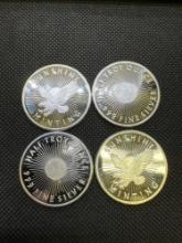 4x 1/2 Troy Oz Fine Silver Sunshine Minting Silver Bullion Coins 2 Oz Total Weight