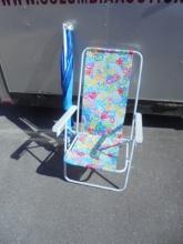 Folding Beach Chair & Beach Umbrella
