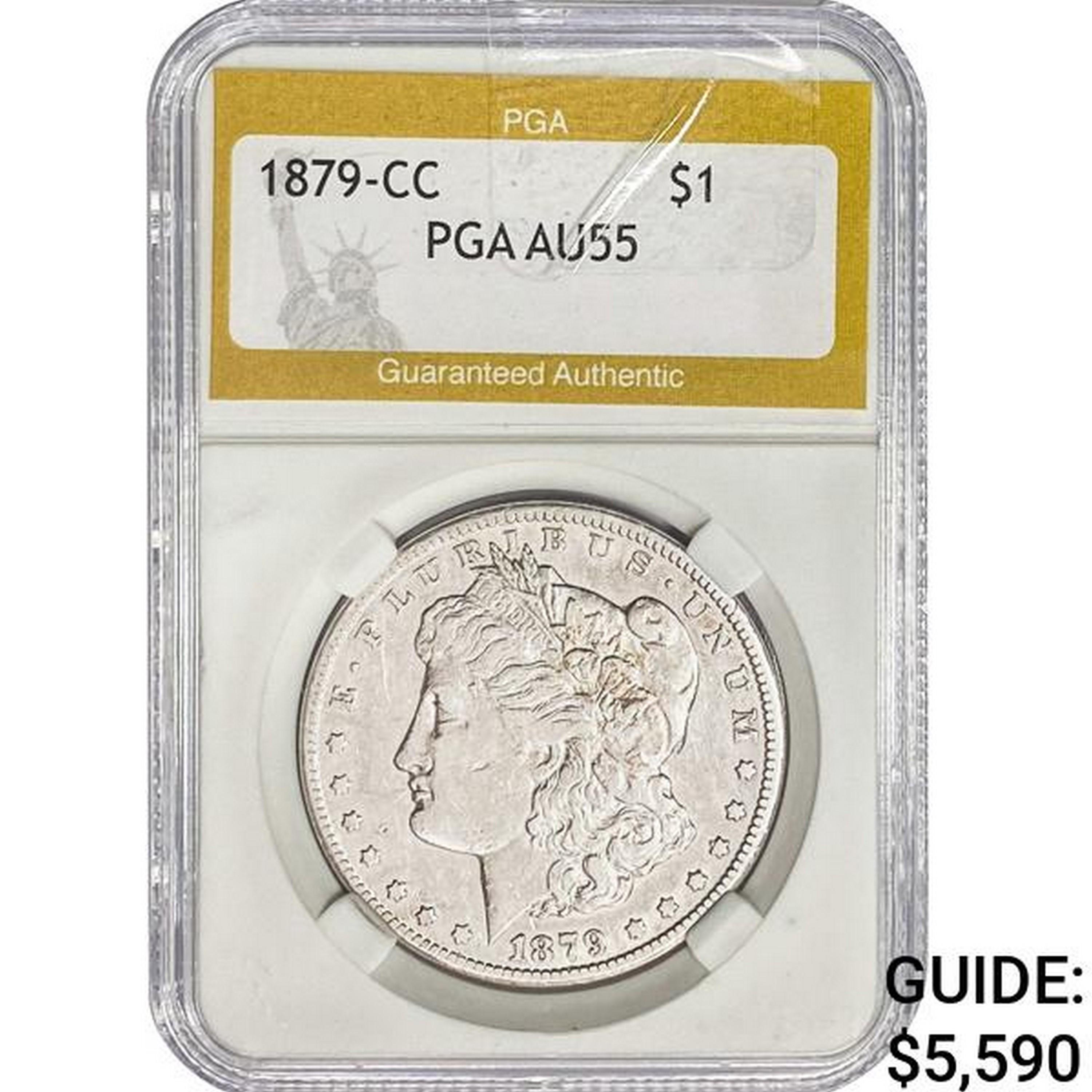 1879-CC Morgan Silver Dollar PGA AU55