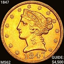 1847 $5 Gold Half Eagle UNCIRCULATED