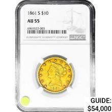 1861-S $10 Gold Eagle NGC AU55