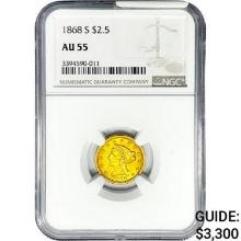 1868-S $2.50 Gold Quarter Eagle NGC AU55