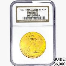 1907 $20 Gold Double Eagle NGC MS62