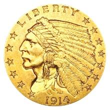 1914 $2.50 Gold Quarter Eagle CLOSELY UNCIRCULATED