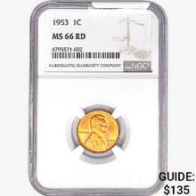 1953 Wheat Cent NGC MS66 RD