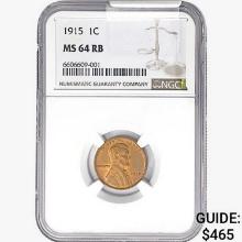 1915 Wheat Cent NGC MS64 RB