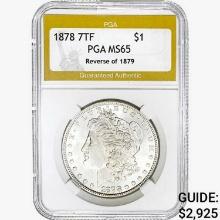 1878 7TF Morgan Silver Dollar PGA MS65 REV 79