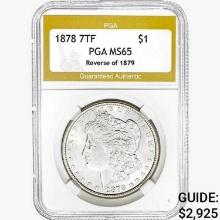 1878 7TF Morgan Silver Dollar PGA MS65 REV 79