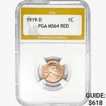 1919-D Wheat Cent PGA MS64 RED