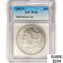 1891-O Morgan Silver Dollar ICG EF45 VAM-1A2