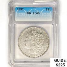 1892 Morgan Silver Dollar ICG EF45