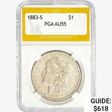 1883-S Morgan Silver Dollar PGA AU55