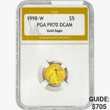 1998-W $5 1/10oz Gold Eagle PGA PR70 DCAM