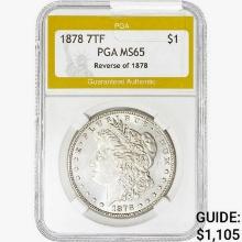1878 7TF Morgan Silver Dollar PGA MS65  REV 78