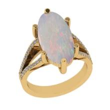 5.58 Ctw SI2/I1 Opal and Diamond 14K Yellow Gold Engagement Ring