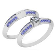 Certified 0.81 Ctw I2/I3 Tanzanite And Diamond 14K White Gold Vintage Style Wedding Band Ring