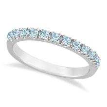 Aquamarine Stackable Ring Anniversary Band in 14k White Gold 0.50CTW