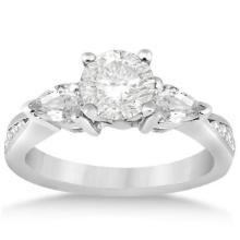 Three Stone Pear Cut Diamond Engagement Ring 14k White Gold 1.51ctw