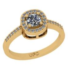 0.58 ctw GIA Certified Center StoneDiamond 14K Yellow Gold Engagement Halo Ring