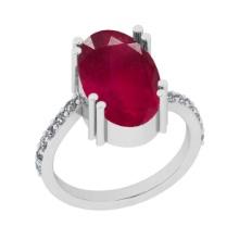 6.28 CtwSI2/I1 Ruby And Diamond 14K White Gold Cocktail Ring