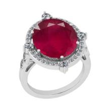 9.30 CtwSI2/I1 Ruby And Diamond 14K White Gold Vintage Style Ring