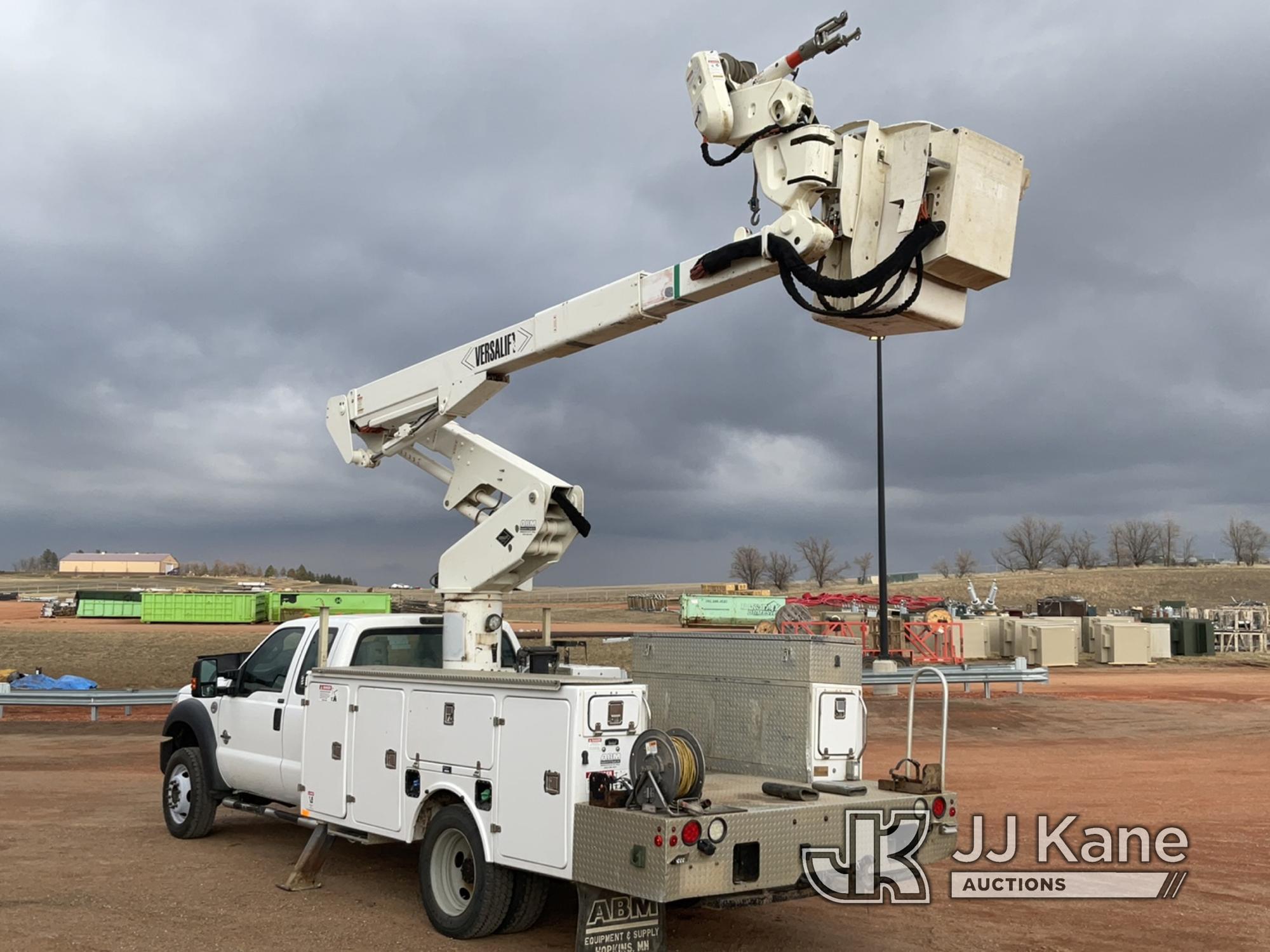 (Watford City, ND) Versalift VST-40I, Material Handling Bucket Truck mounted behind cab on 2015 Ford