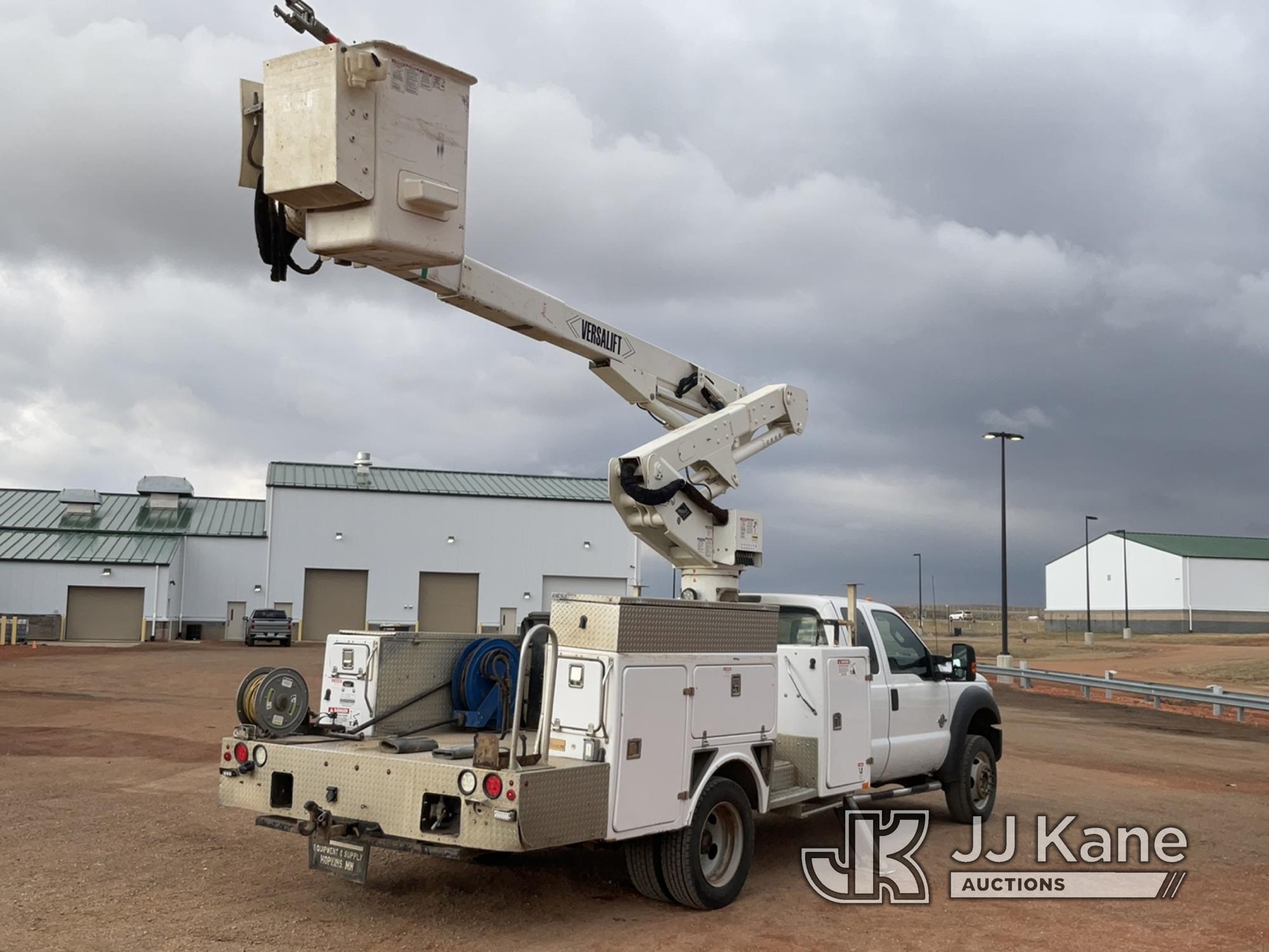 (Watford City, ND) Versalift VST-40I, Material Handling Bucket Truck mounted behind cab on 2015 Ford