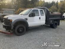 2008 Ford F550 4x4 Dump Flatbed Truck Not Running, Condition Unknown, Will Need To Be Towed. Front E