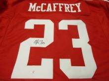 Christian McCaffrey of the San Francisco 49ers signed autographed football jersey PAAS COA 642