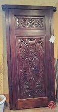 NEW Indonesia Hand Carved Mahogany Door W/ Frame