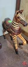 Antique Hand Carved Mahogany Zebra Statue