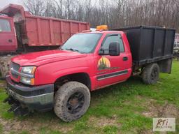 2004 Chevy 2500 HD 10ft stake truck, with plow, gas automatic, 260K, VIN:1GCHK24UX4E214346, plow