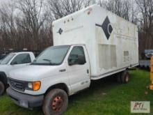 2003 Ford E-450 cube van, gas, A/C, Unicell 16ft body, rear roll up door, 75012 miles,