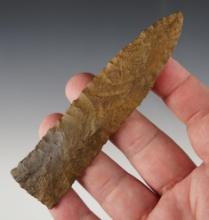 Heavily patinated Archaic period Pandora knife found in Wagoner Co. Oklahoma. Rogers COA.