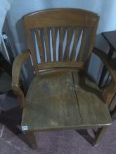 Vintage Oak Slat Back Side Chair