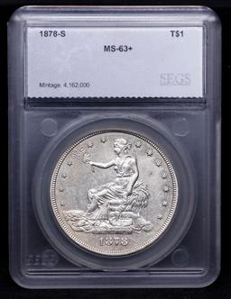 ***Auction Highlight*** 1878-s Trade Dollar $1 Graded ms63+ By SEGS (fc)