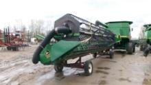 30' JOHN DEERE 930 FLEX w / CRARY AIR REEL, fore & aft, poly auger fingers, poly is ok, shedded PTO