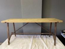 Wood and Metal Framed Bench