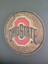 Wood Ohio State themed wall plaque