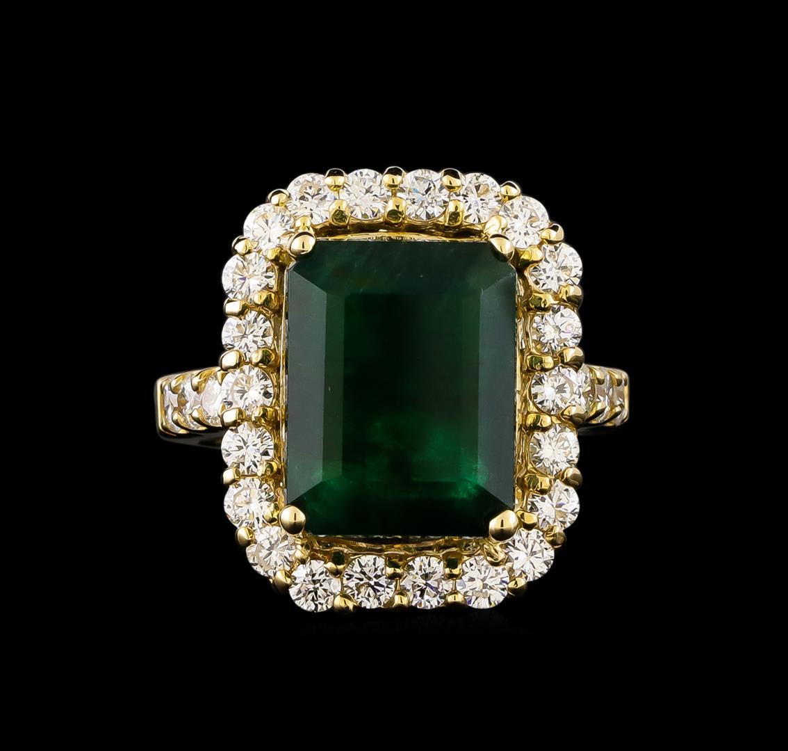 14KT Yellow Gold 6.96 ctw Emerald and Diamond Ring